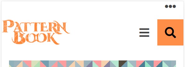 Mobile header on two levels with site logo, search and menu buttons and dots to indicate primary and/or secondary links present, with no University crest Mobile header on two levels with site logo, search and menu buttons and dots to indicate primary and/or secondary links present, with no University crest